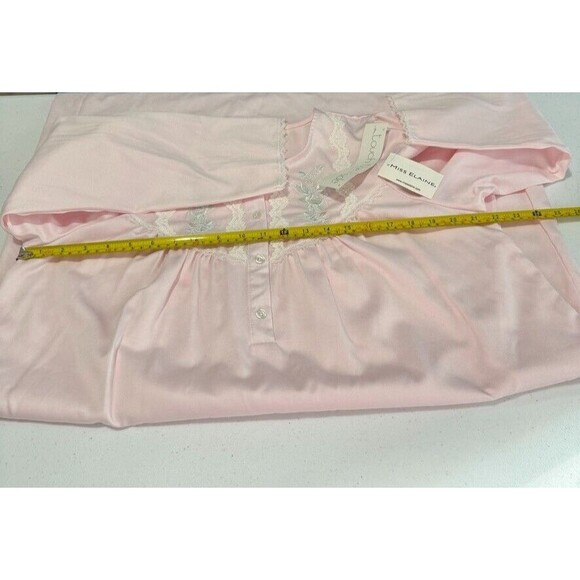 Miss Elaine Brushed Back/Satin Nightgown/LongSleeve/ Blush Pink w/Embroidery NWT - Picture 12 of 16